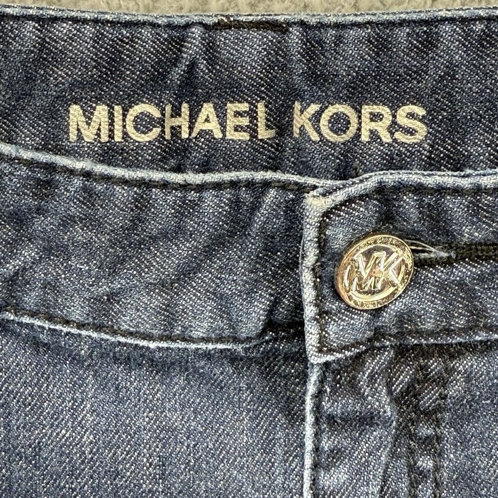 Michael Kors Jeans Womens 6 Dark Blue Denim Stretch‎ Bootcut Embroidered Pockets - Picture 2 of 9